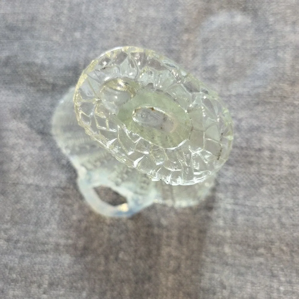 Fan Vase Clear Opalescent Art Glass Handled